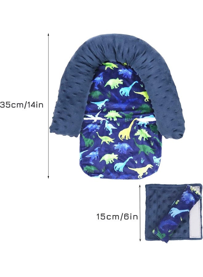 TANOFAR Baby Carseat Headrest, Dinosaur Baby Carseat Head Support and Strap Cover, Minky Infant Head Support Pillow, Toddler Headrest Cushion Pad for Carseat Canopy Strollers Carrier - Image 5