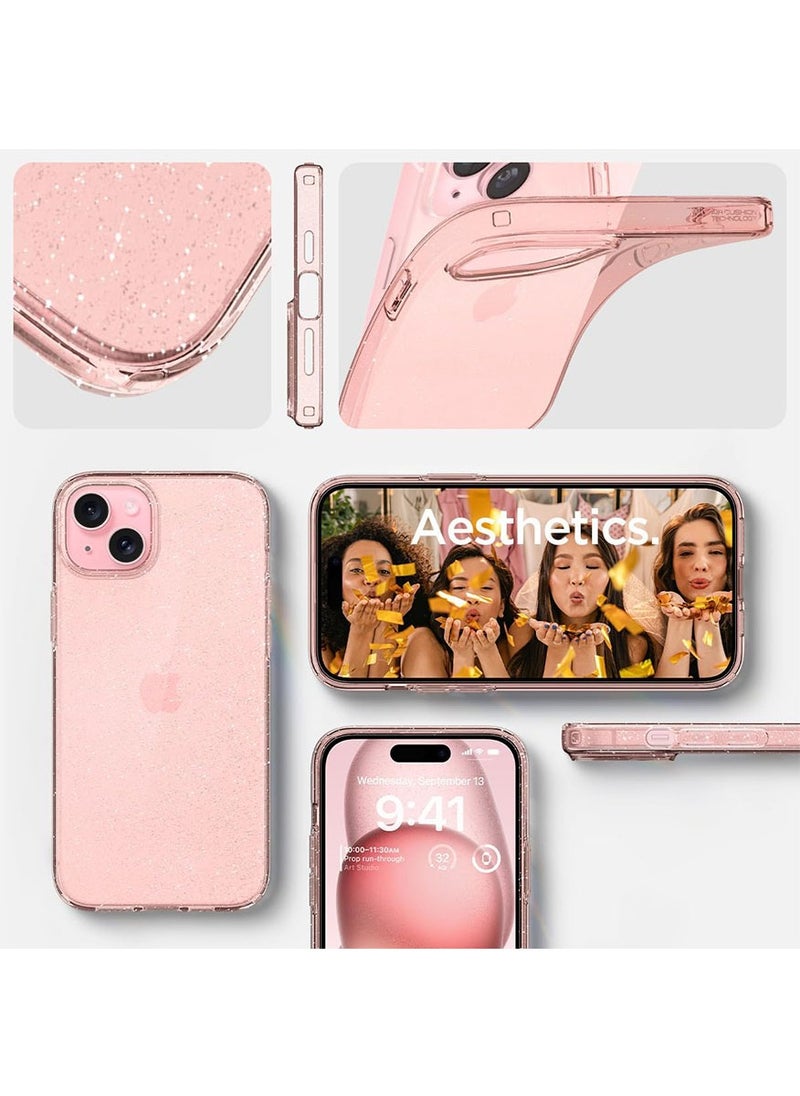 Liquid Crystal Glitter for iPhone 15 Plus Case Cover - Rose Quartz