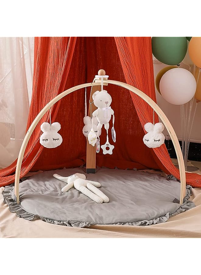 IAF Baby Gym With Soft Play Mat,Foldable Baby Play Gym Frame Activity Center Hanging with Animals Toys for Sensory Exploration and Motor Skill Development,Newborn Gift for Kids - Image 1
