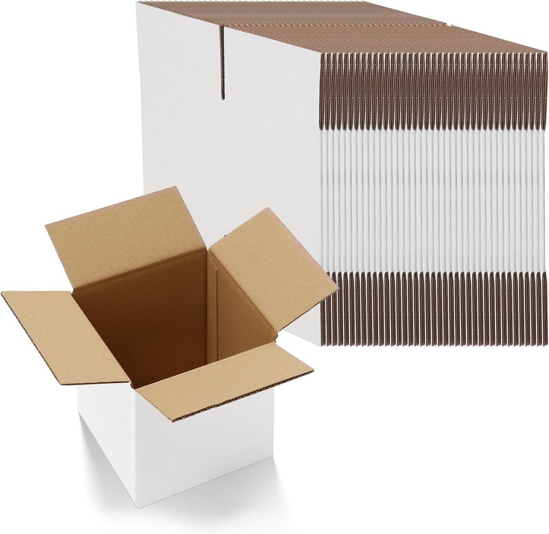 RLAVBL 6x6x6 Shipping Boxes Set of 40, White Corrugated Cardboard Box for Packing, Mailing, Business - Image 1
