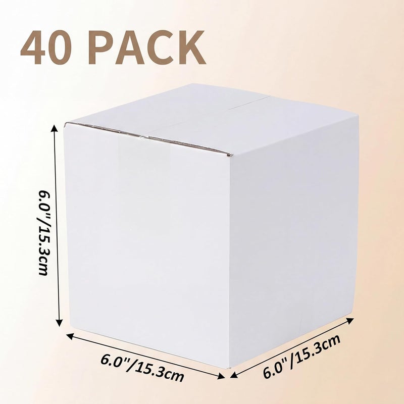 RLAVBL 6x6x6 Shipping Boxes Set of 40, White Corrugated Cardboard Box for Packing, Mailing, Business - Image 2