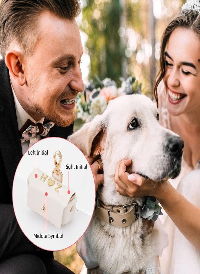 NICENEEDED Dog Collar Ring Box, Ring Bearer Pillows for Dog Collar, White Leather Wedding Ring Pillow Box with Love Stickers for Pet for Proposal Engagement Wedding Ceremony - Image 4