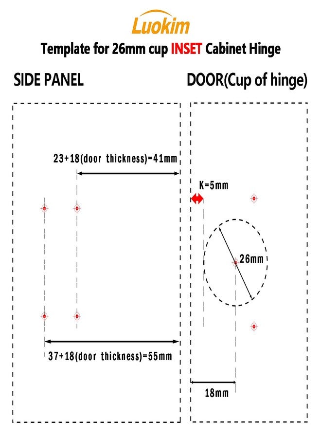 Luokim 26mm Mini Cup Soft Close Hinge for Thin Door Inset Concealed Cabinet Hinge with Screws Nickel Finish 2 Pcs - Image 3
