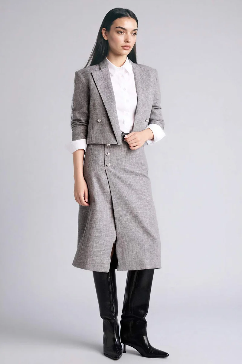 ديفاكتو Taffeta Normal Waist Midi Skirt