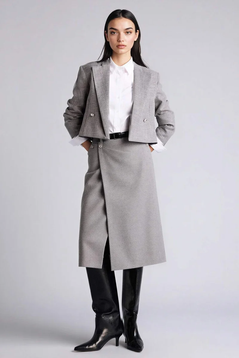 ديفاكتو Taffeta Normal Waist Midi Skirt