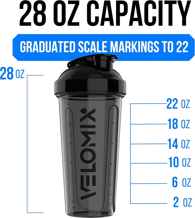 VELOMIX -2 Pack- 28 oz Protein Shaker Bottles for Protein Mixes - 2x Wire Whisk | Leak Proof Shaker Cups for Protein Shakes | Protein Shaker Bottle Pack (Black/Turquoise) - Image 4