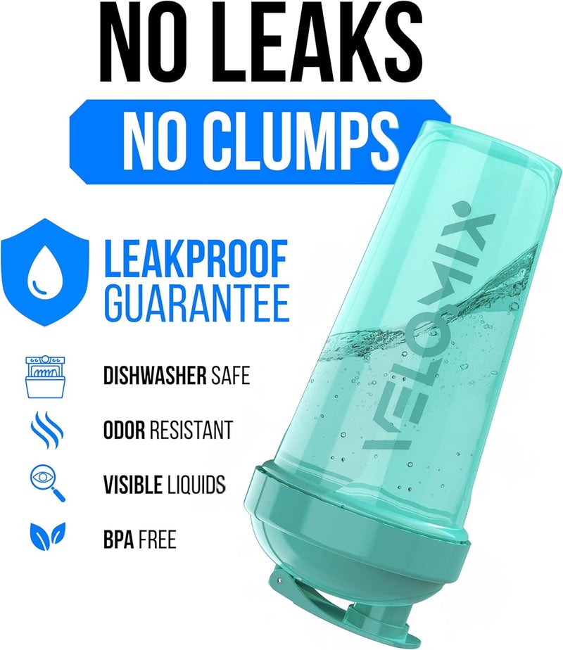 VELOMIX -2 Pack- 28 oz Protein Shaker Bottles for Protein Mixes - 2x Wire Whisk | Leak Proof Shaker Cups for Protein Shakes | Protein Shaker Bottle Pack (Black/Turquoise) - Image 3