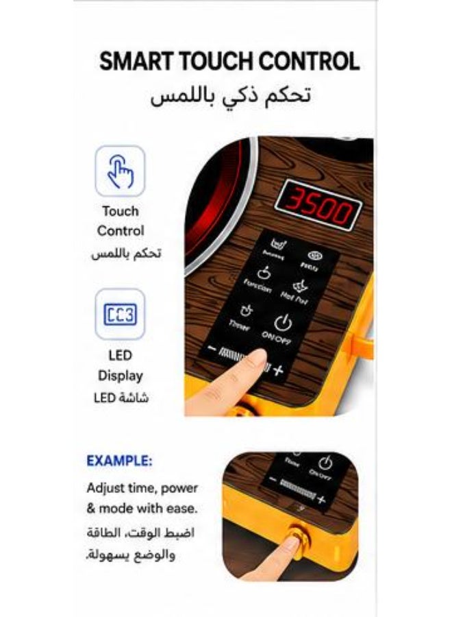 Ruay RA4 Ceramic Cooker 3500W Electric Hot Plate Touch Control Ceramic Cooktop Portable Infrared Cooker Multi Cooking Modes LED Display Timer Cooker - Image 4