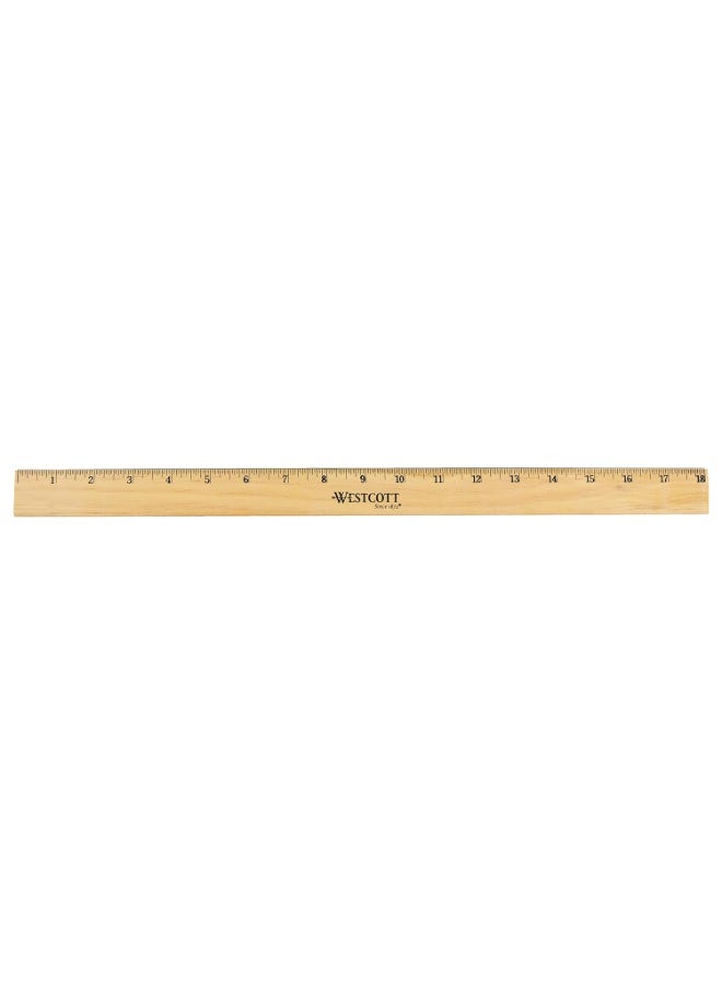 Westcott Westcott 05018 Beveled Wooden Ruler with Single Metal Edge, 18 Inch - Image 3