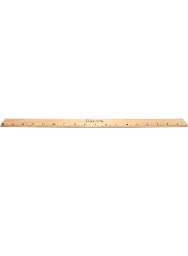 Westcott Westcott 05018 Beveled Wooden Ruler with Single Metal Edge, 18 Inch - Image 1