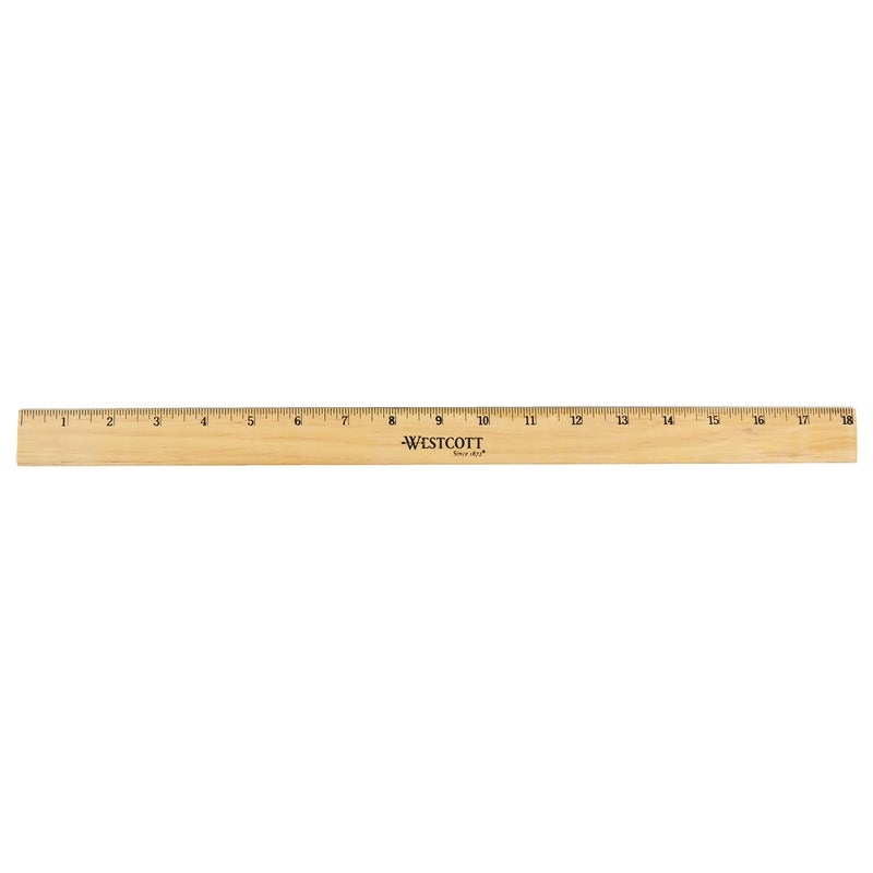 Westcott 05018 Beveled Wooden Ruler with Single Metal Edge, 18 Inch - Image 1