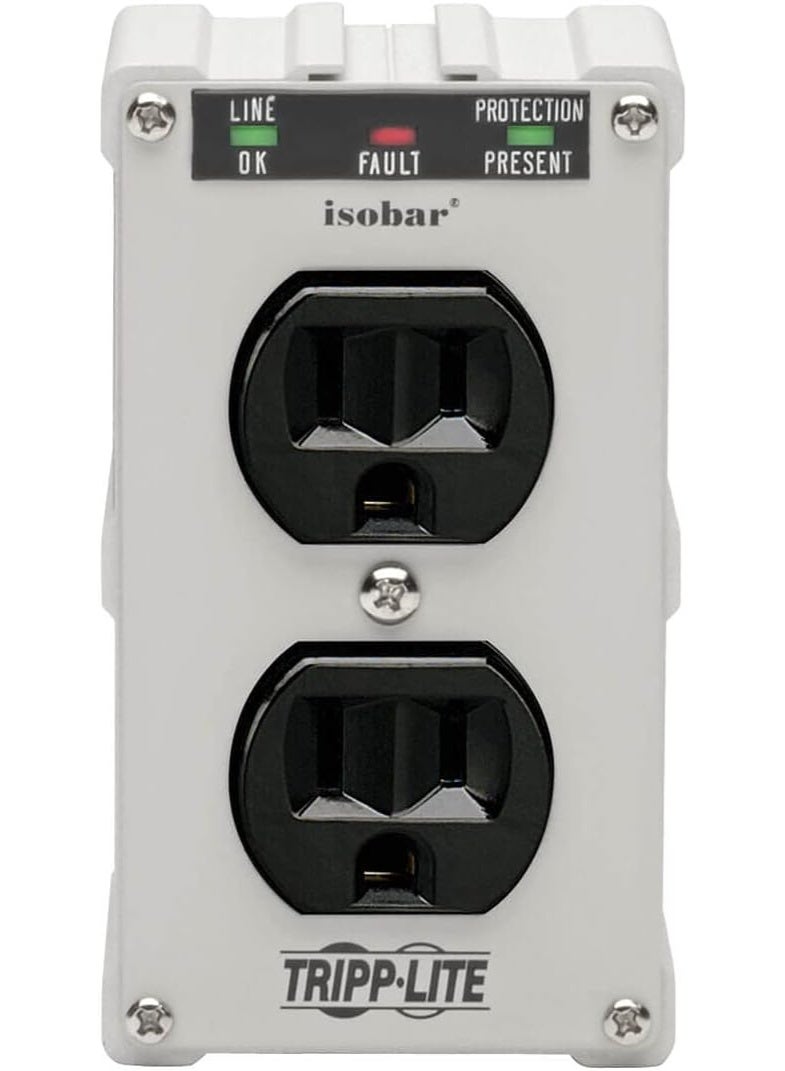 Tripp Lite Isobar ISOBLOK2-0 Heavy Duty Outlet Extender, Wall Power Strip Surge Protector, 2 Outlets, Direct Plug-in, White, Metal Power Strip, Industrial Garage Work Shop Bench - Image 4