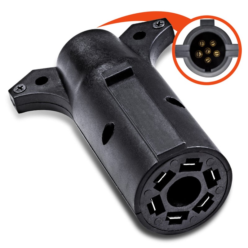 ONLINE LED STORE True Mods 7Way Blade to 6Way Round Trailer Adapter NickelPlated Copper Terminals Rugged Nylon Housing Compact Design 7pin to 6pin Trailer Wiring Plug Adapter - Image 3