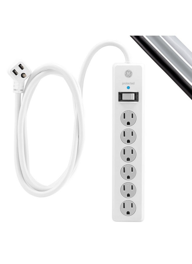 GE GE 6-Outlet Surge Protector, 15 Ft Extension Cord, Power Strip, 800 Joules, Flat Plug, Twist-to-Close Safety Covers, Protected Indicator Light, UL Listed, White, 50768  - Image 2