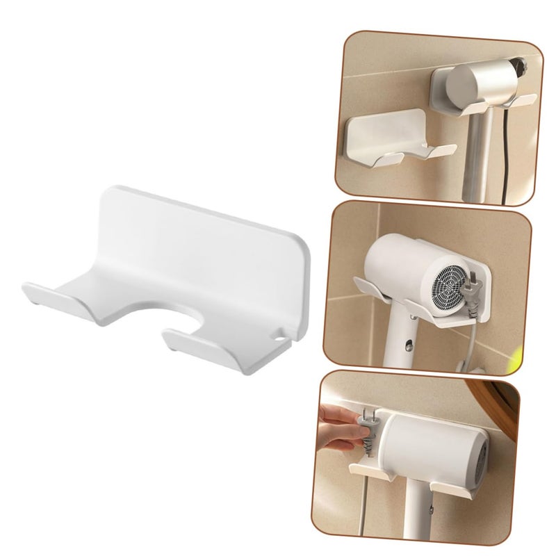Wall Mounted Hair Dryer Holder Storage Rack For Bathroom Easy Installation Space Saving Organizer White - Image 5