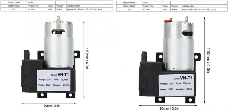 RAHBI 10W Mini Vacuum Pump 12V 24V VN-T1-81Kpa Micro DC Vacuum Pump Mechanical Parts Low Noise Industrial Accessory Leisurely (Size : 24V) - Image 2