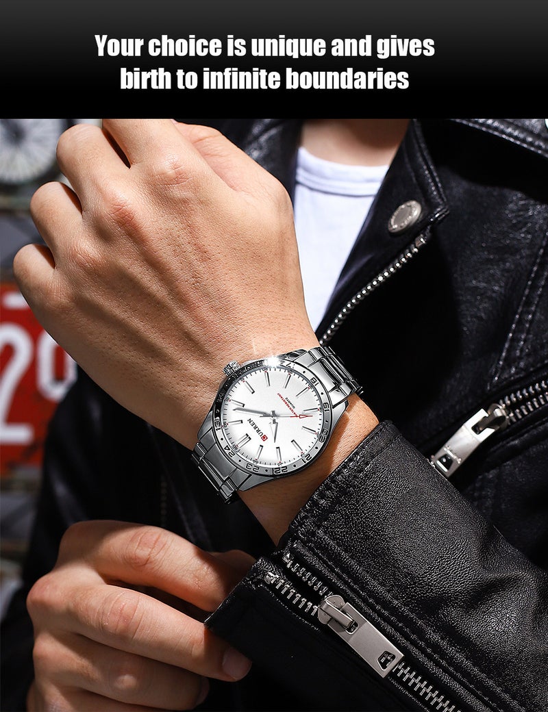 Curren 8452 Steel Watch Simple Business Watch Waterproof Boys Fashion Calendar in Stock - Image 2