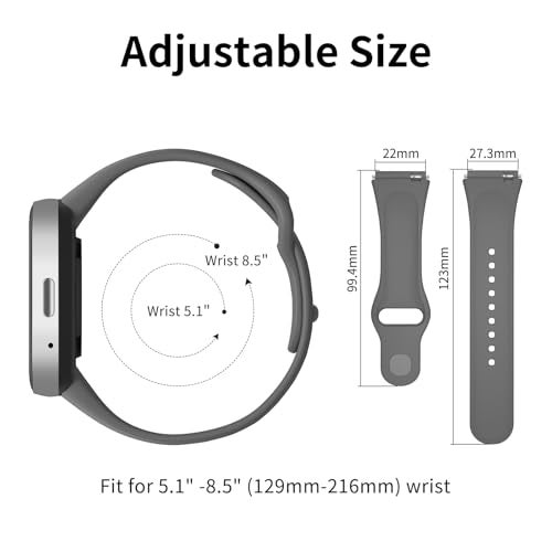 Tobfit Solicone strap Compatible with Redmi Watch 3 Active Straps，Soft Silicone Watchbands for Xiaomi Redmi Watch 3 Active Band Women Men - Dark Gray - Image 4
