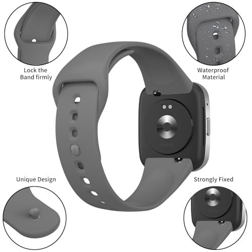 Tobfit Solicone strap Compatible with Redmi Watch 3 Active Straps，Soft Silicone Watchbands for Xiaomi Redmi Watch 3 Active Band Women Men - Dark Gray - Image 3