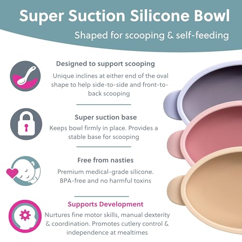 Bibado - Silicone Baby Bowl (Blush) - Stay Put Suction Bowl - Oval Shape - First Meals & Snacks - Durable, Dishwasher & Microwave Safe, BPA Free - Medical Grade - Baby Essentials - 6 Months to 3 Years - Image 3