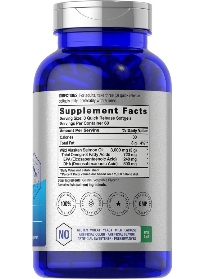 Horbäach Horbäach Wild Alaskan Salmon Fish Oil | 180 Softgel Capsules | Gluten Free, Non-GMO | High Potency | Excellent Source of Omega-3 Fatty Acids EPA and DHA  - Image 2