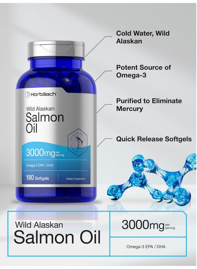 Horbäach Horbäach Wild Alaskan Salmon Fish Oil | 180 Softgel Capsules | Gluten Free, Non-GMO | High Potency | Excellent Source of Omega-3 Fatty Acids EPA and DHA  - Image 4
