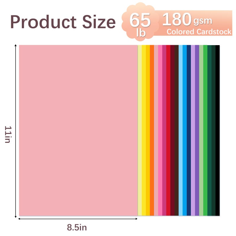 Ftumertly 40 Sheets Colored Cardstock, 20 Assorted Colors 180gsm/65lb Card Stock Paper 8.5 x 11 Card Stock Colored, Colorful Cardstock Paper for Crafting, Christmas DIY Card Making, Scrapbooking - Image 2