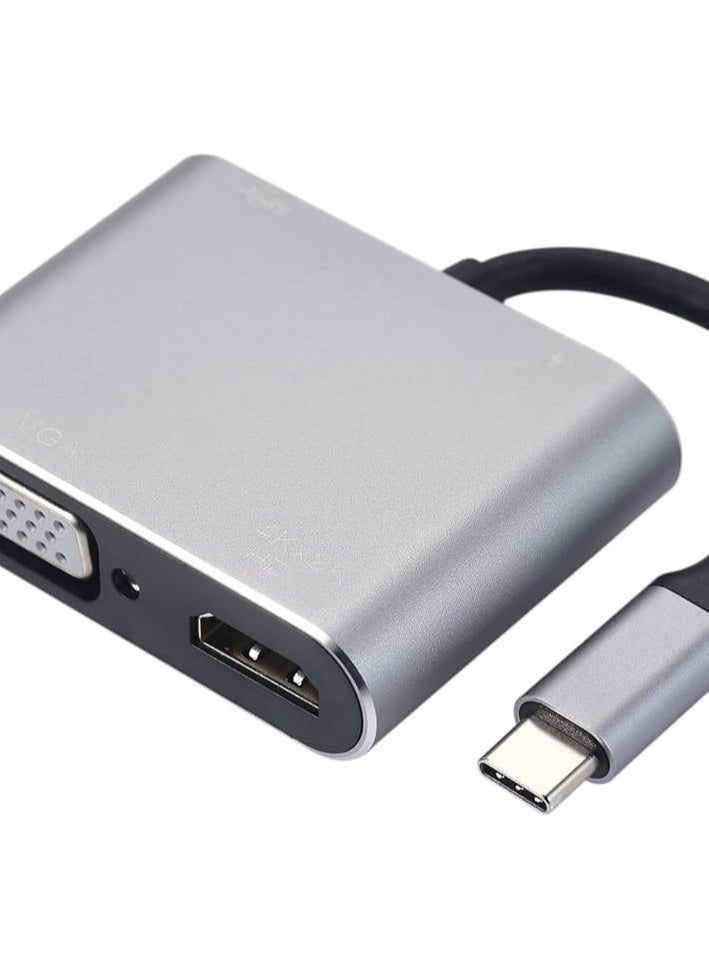 V-Walk USB C to HDMI VGA Adapter Type-C 4 in 1 hub to 4K HDMI VGA USB3.0 and PD 100W 25cm MacBook, iPad, Tablets and Other USB-C Devices  - Image 2