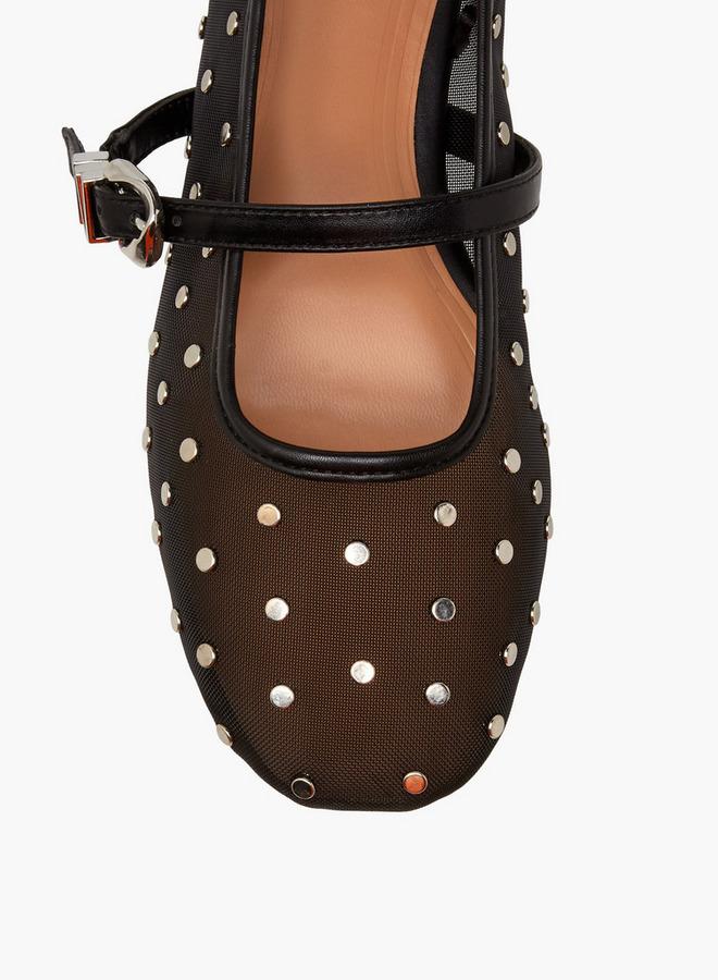 Celeste Women Studded Buckle Closure Ballerina Shoes - Image 4