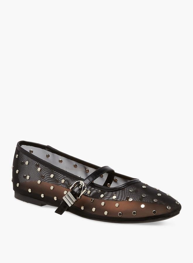 Celeste Women Studded Buckle Closure Ballerina Shoes - Image 3