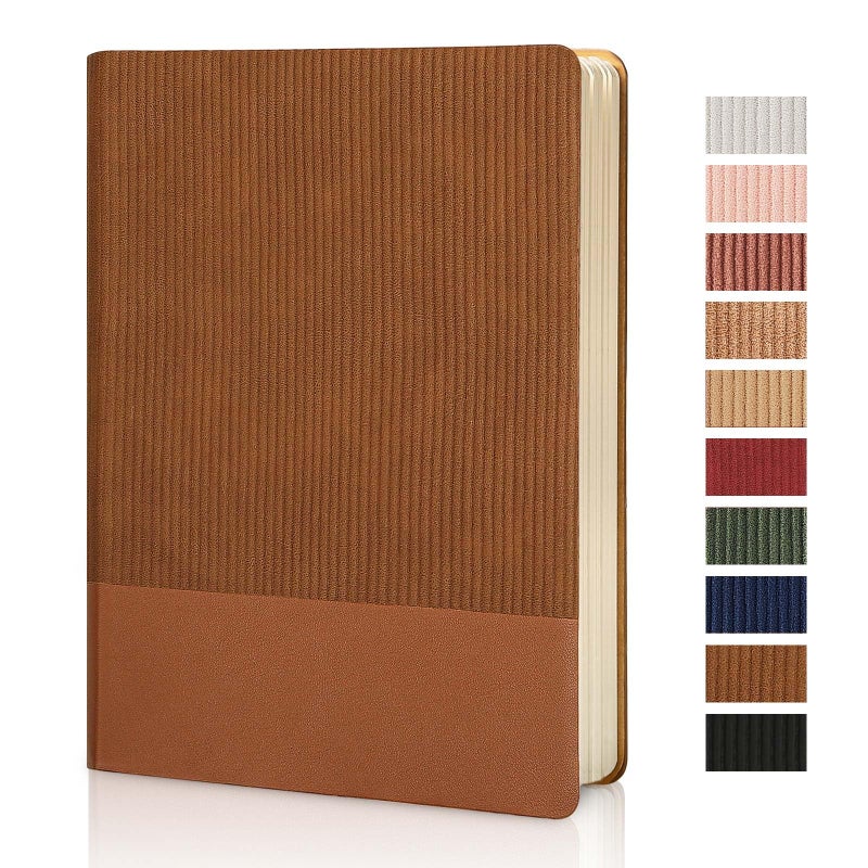 TSFPapier Lined Journal Notebook for Work College Ruled Note Book 5.79"x8.27" A5 PU Leather Daily Journaling 216 Pages for Women Men Writing Home School Supplies Business (Brown) - Image 1