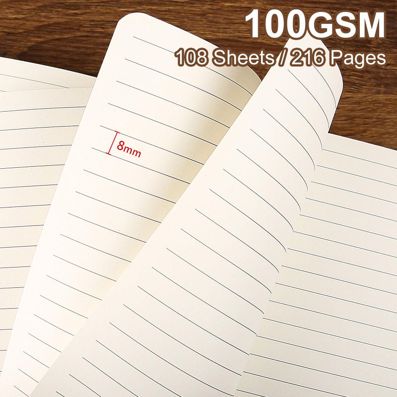 TSFPapier Lined Journal Notebook for Work College Ruled Note Book 5.79"x8.27" A5 PU Leather Daily Journaling 216 Pages for Women Men Writing Home School Supplies Business (Brown) - Image 5