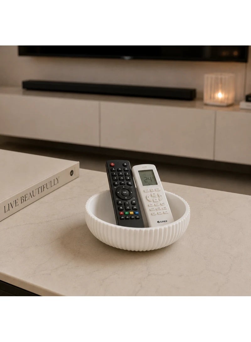 Oval Ribbed Decorative Bowl - Medium - Image 1