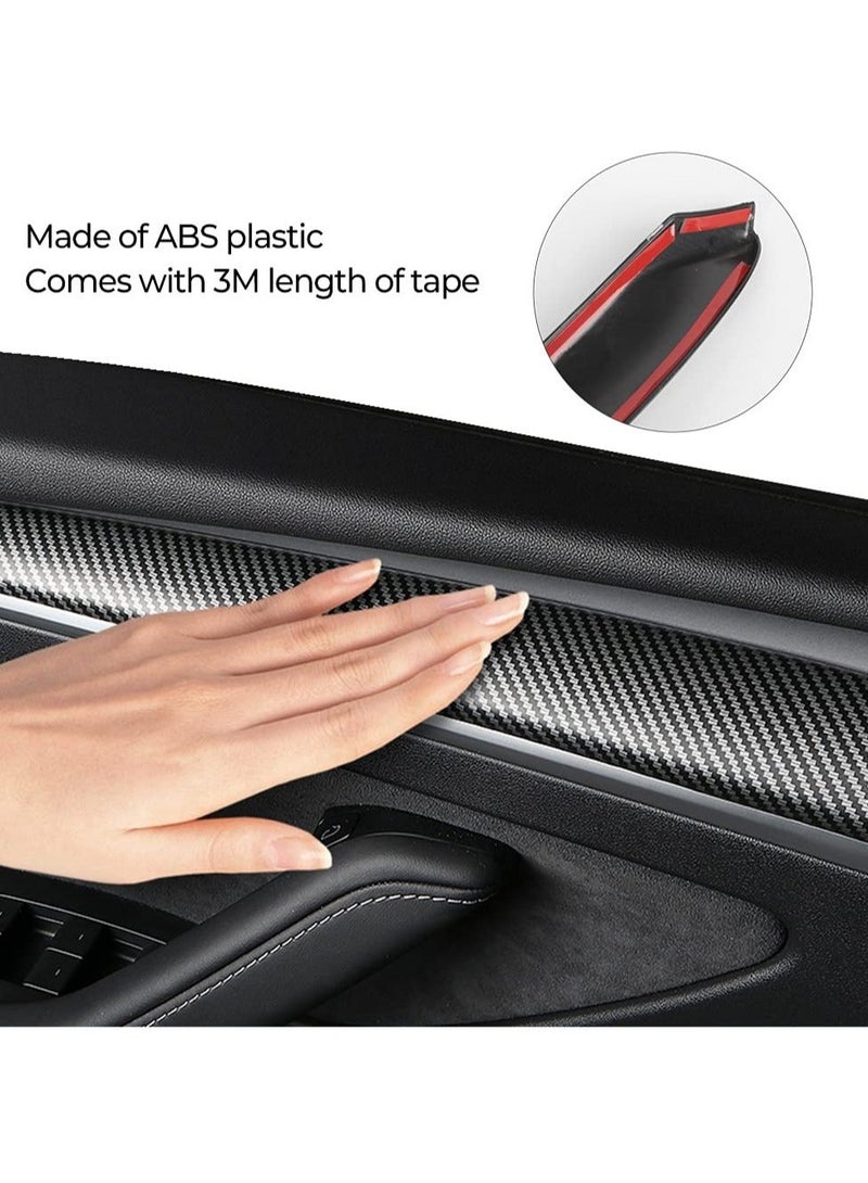 2 Pack  Interior Door Trim Cover Wrap Cap for Tesla Model 3 Model Y, Interior Door Panel Molding Trim Door Cover, Compatible with Tesla Model 3 2021-2023 Model Y 2021-2022 (Matte Carbon Fiber) - Image 2