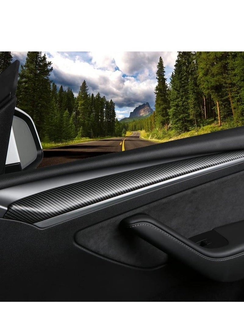 2 Pack  Interior Door Trim Cover Wrap Cap for Tesla Model 3 Model Y, Interior Door Panel Molding Trim Door Cover, Compatible with Tesla Model 3 2021-2023 Model Y 2021-2022 (Matte Carbon Fiber) - Image 5