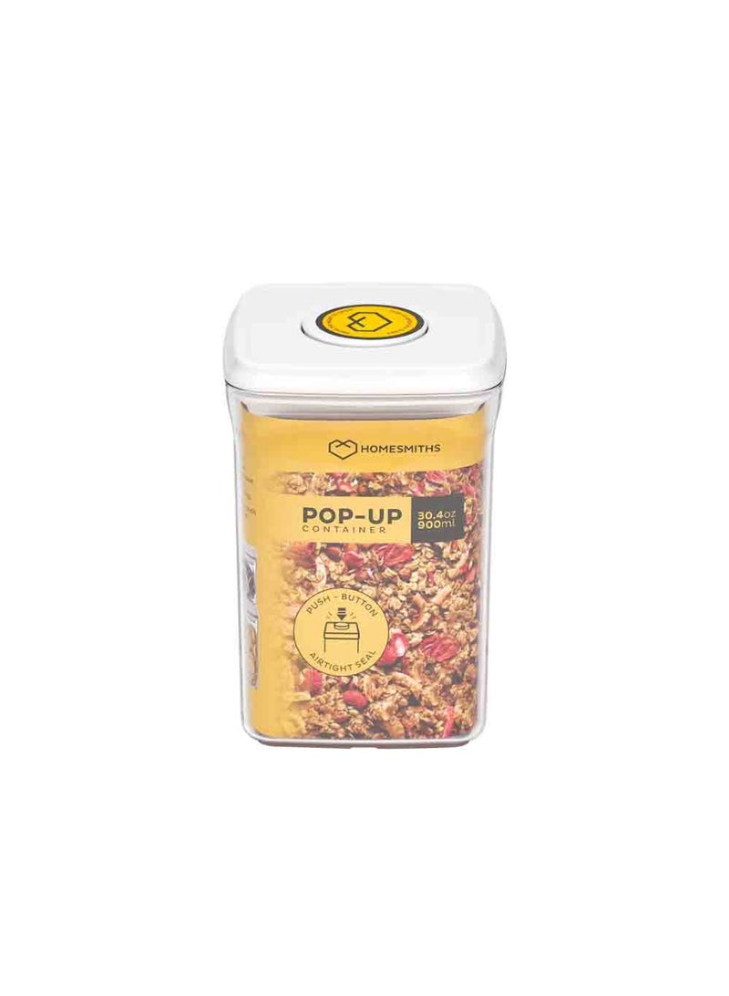 Homesmiths Airtight 900ML Square Food Popup Container – BPA-Free, Space-Saving Pantry Organizer with One-Touch Seal - Image 1