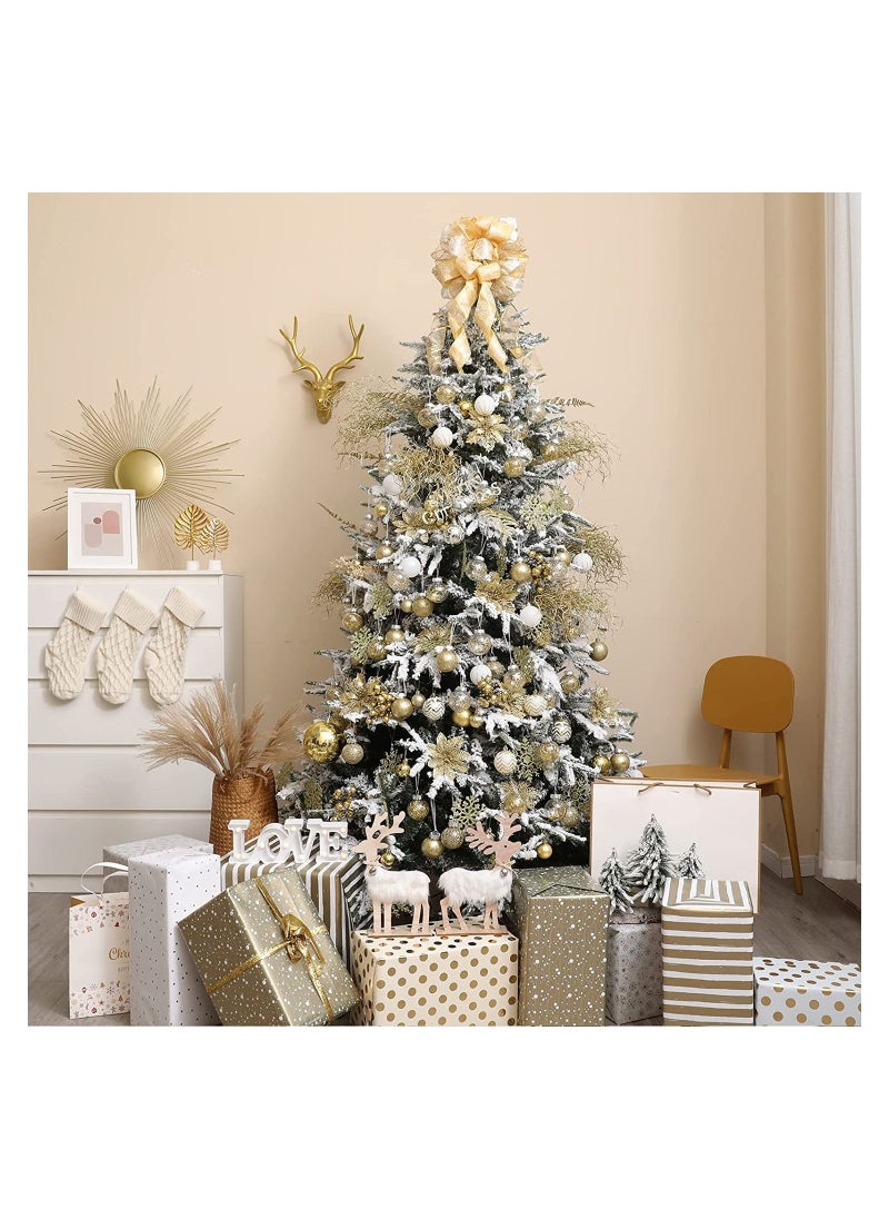 ACLIX 12 Pcs Glitter Poinsettia Flowers Artificial - Christmas Gold Poinsettia Decorations Tree Flowers Ornaments for Xmas/Holiday/Seasonal/Wedding Decor  - Image 4