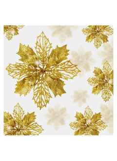 ACLIX 12 Pcs Glitter Poinsettia Flowers Artificial - Christmas Gold Poinsettia Decorations Tree Flowers Ornaments for Xmas/Holiday/Seasonal/Wedding Decor  - Image 1