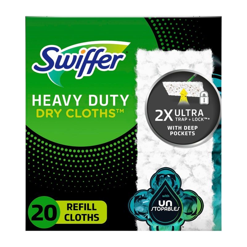 Swiffer Sweeper Heavy Duty Dry Multi-Surface Cloth Refills for Floor Sweeping and Cleaning, Unstopables Fresh Scent, 20 Count - Image 1