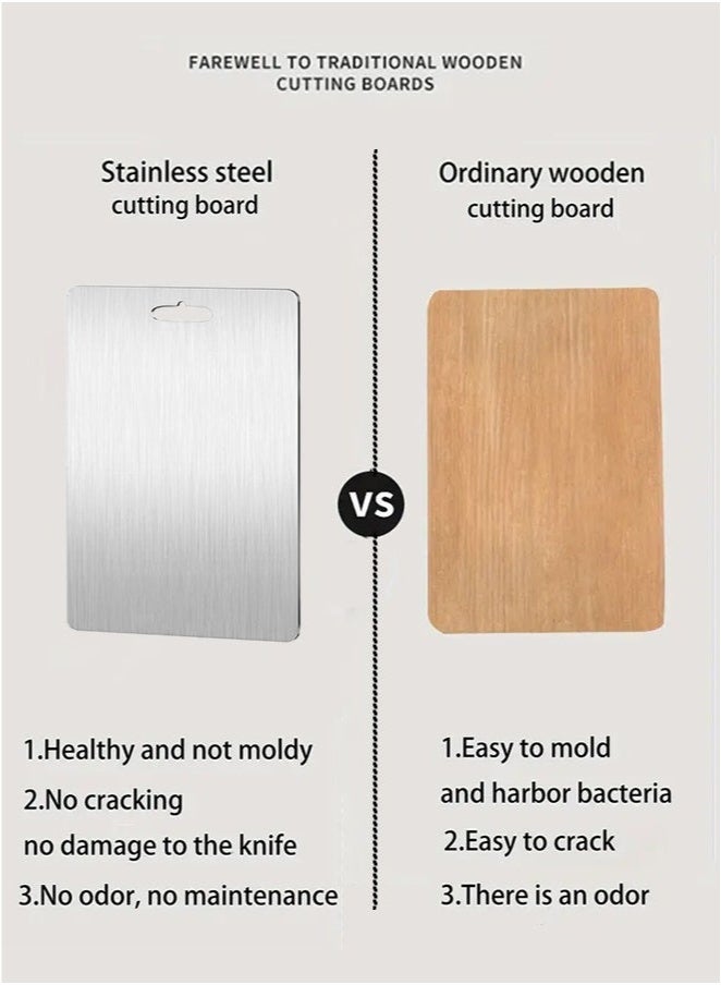 GTSOL Heavy Duty 304 Stainless Steel Cutting Board – 34x24cm | Rust-Resistant, Non-Porous Surface for Chopping Meat, Vegetables, Cheese & More – Hygienic & Easy to Clean Kitchen Board  - Image 4