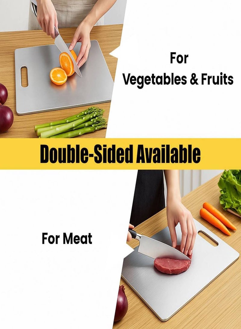 GTSOL Heavy Duty 304 Stainless Steel Cutting Board – 34x24cm | Rust-Resistant, Non-Porous Surface for Chopping Meat, Vegetables, Cheese & More – Hygienic & Easy to Clean Kitchen Board  - Image 2