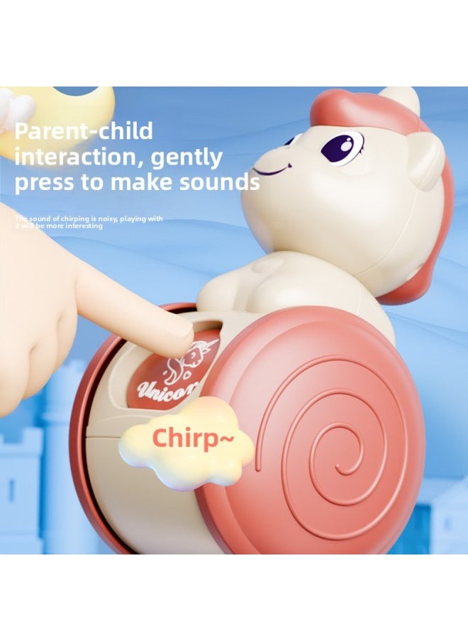 Puzzle Unicorn Gliding Tumbler Fun Early Teaching Crawling Children Calming Balance Inertia Toys-Color:[red] Unicorn Sliding Tumbler E-commerce Box