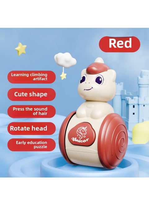 Puzzle Unicorn Gliding Tumbler Fun Early Teaching Crawling Children Calming Balance Inertia Toys-Color:[red] Unicorn Sliding Tumbler E-commerce Box