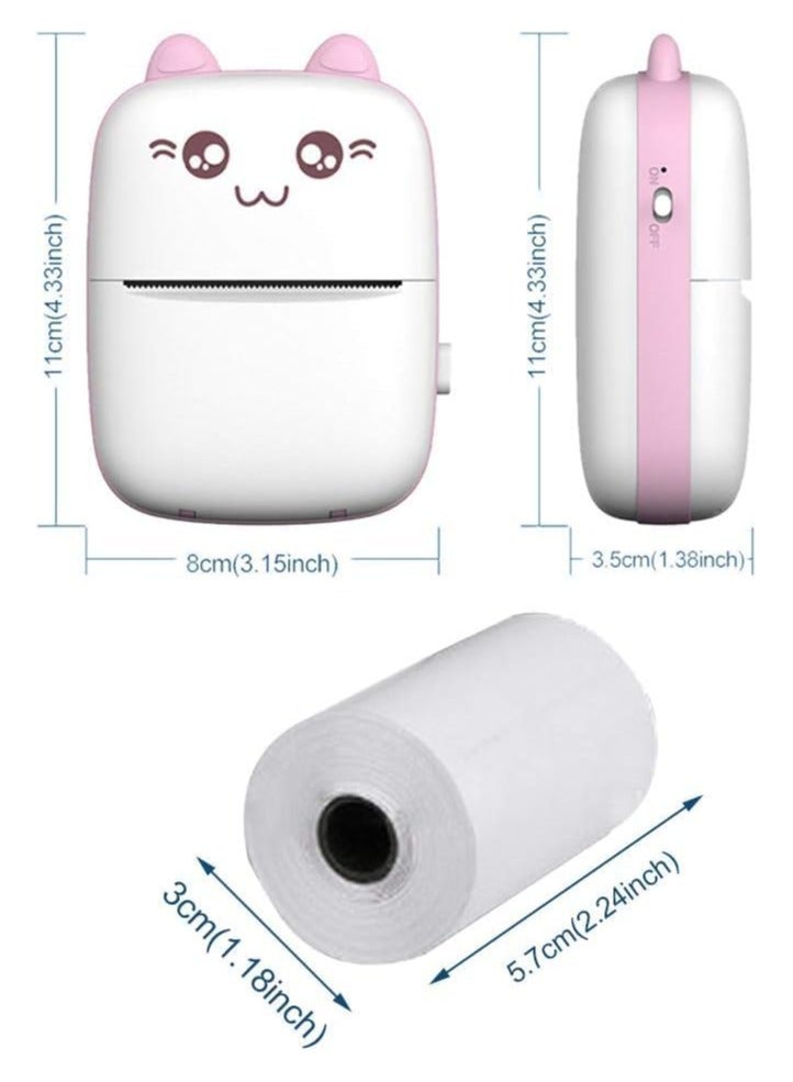 Mini Pocket Printer, 200 DPI Portable Wireless Bluetooth Thermal Printer for Android and iOS, Inkless Printing with One Roll of Paper, Printer for Photos, Notes, Study, Office, and To-Do Lists (Pink)  - Image 1