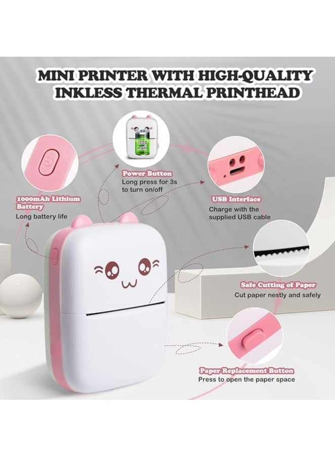 Mini Pocket Printer, 200 DPI Portable Wireless Bluetooth Thermal Printer for Android and iOS, Inkless Printing with One Roll of Paper, Printer for Photos, Notes, Study, Office, and To-Do Lists (Pink)  - Image 5