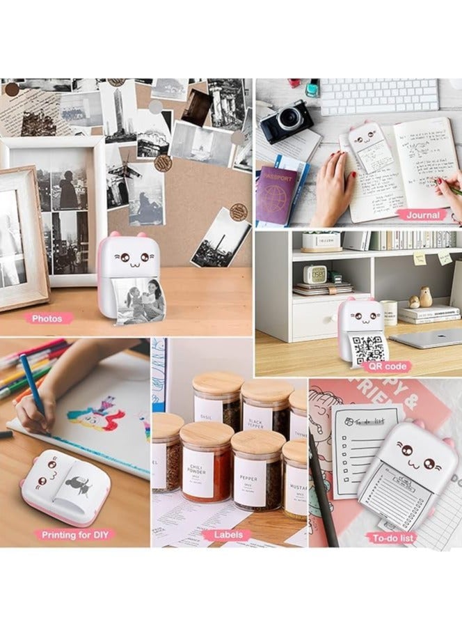 Mini Pocket Printer, 200 DPI Portable Wireless Bluetooth Thermal Printer for Android and iOS, Inkless Printing with One Roll of Paper, Printer for Photos, Notes, Study, Office, and To-Do Lists (Pink)  - Image 4