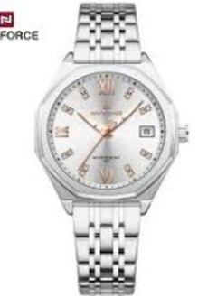NF5052 Elegant Stainless Steel Men's Watch – Silver & White Dial Design