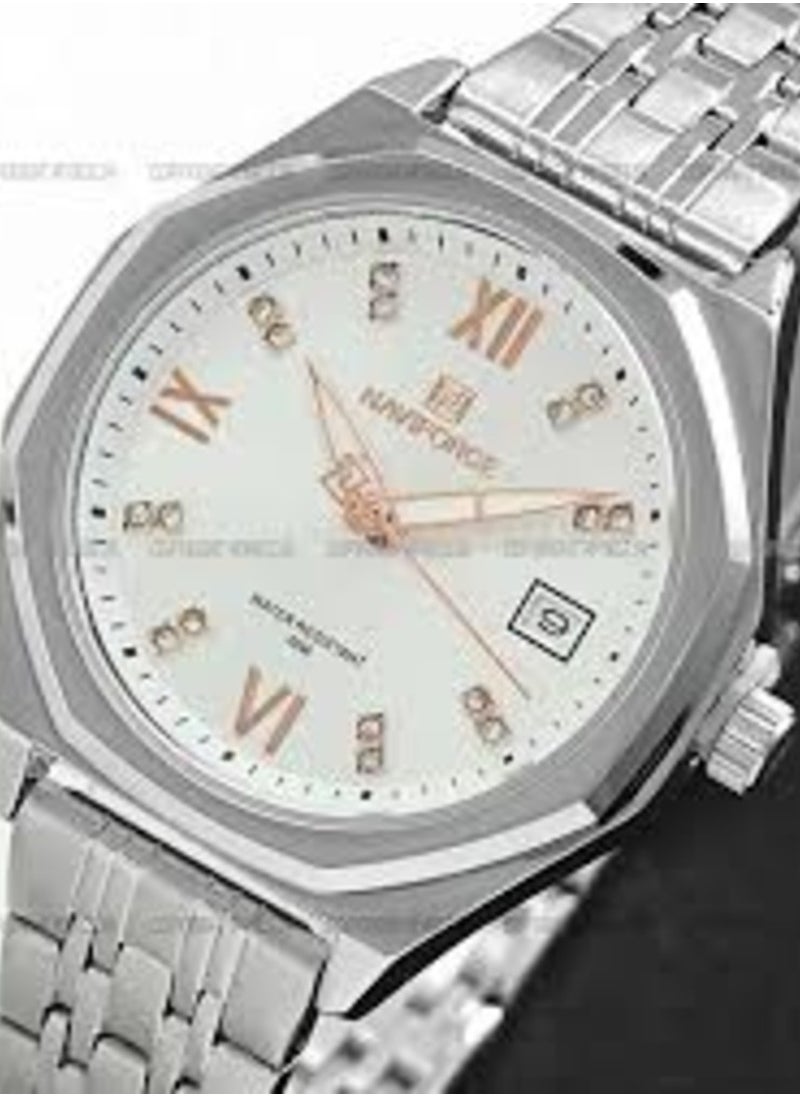 NAVIFORCE - NF5052 Elegant Stainless Steel Men's Watch – Silver & White Dial Design - Image 1
