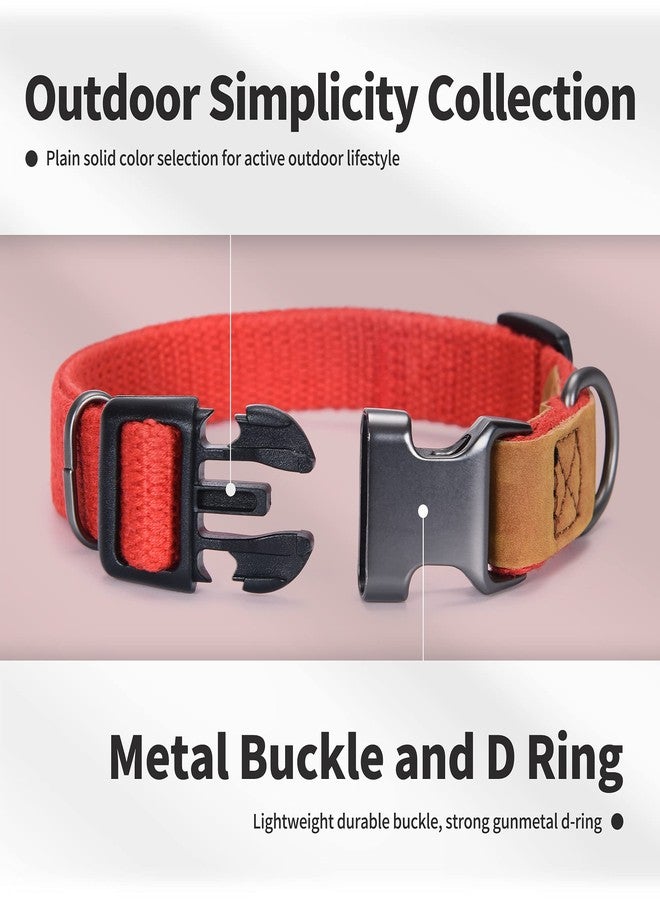 مايل هاي لايف أطواق كلاب مايل هاي لايف | أطواق كلاب قطنية ناعمة مع مشبك معدني متين | طوق جرو كلاسيكي بأطراف من الجلد الطبيعي الفاخر | أطواق حيوانات أليفة للكلاب الكبيرة (أحمر) - Image 5