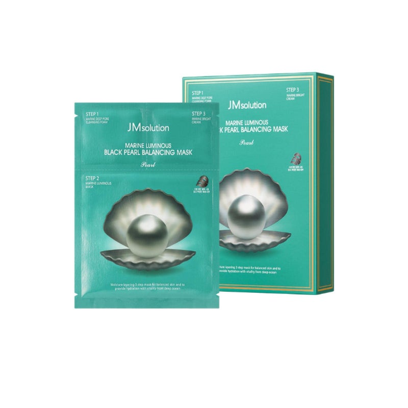 JM Solution Marine Luminous Pearl Deep Moisture 3 Step Skin Care Face Mask  Korean Skincare Facial Mask  boosting Brightening Moisturizing10 Sheets for Dry Skin Black Pearl